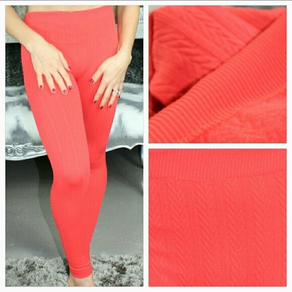 QUILTED TEXTURED FLEECE LINED LEGGINGS - Picture 4 of 4